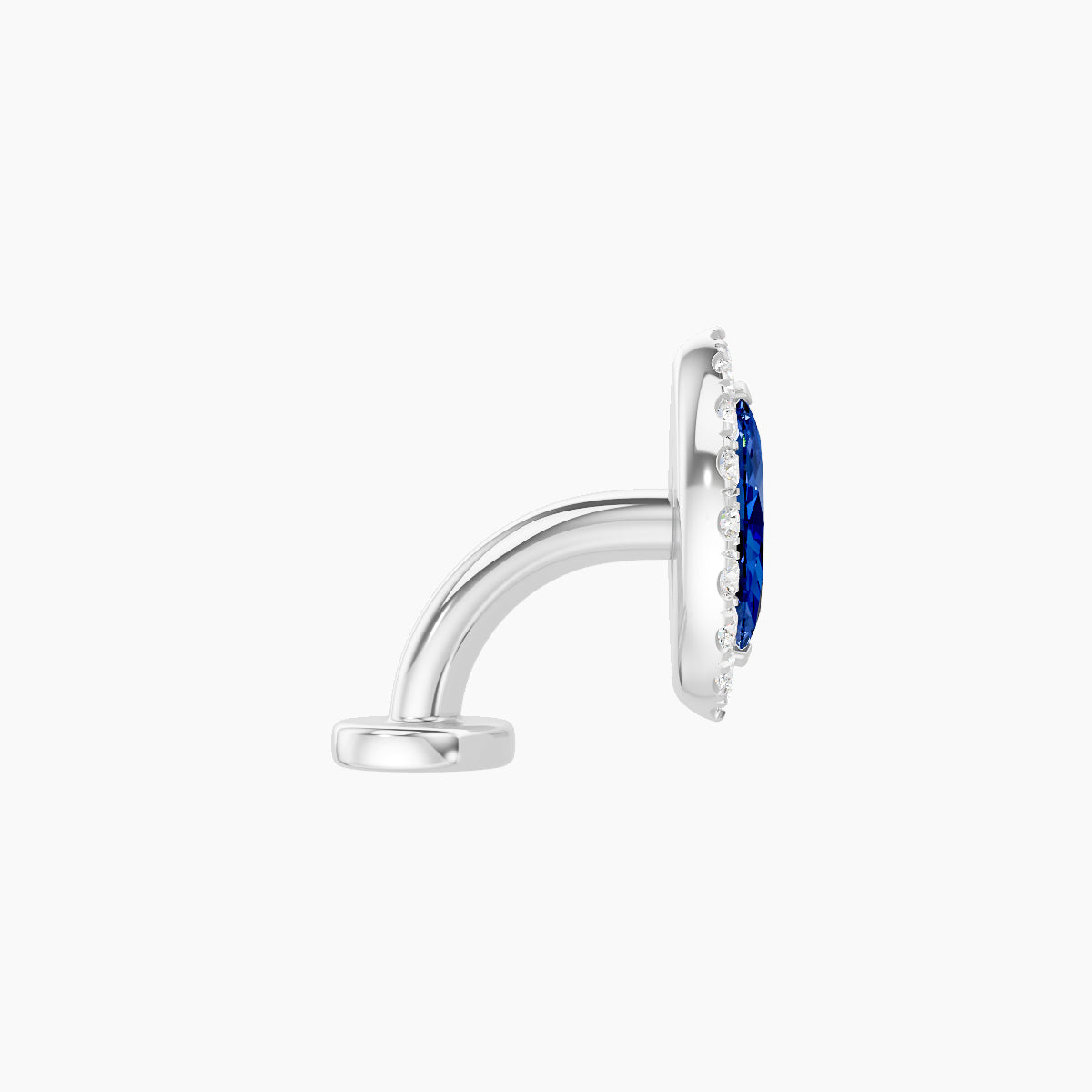 Eirene | 18k White Gold 6 mm 9.5 mm Halo Marquise Sapphire & Diamond Floating Navel Piercing