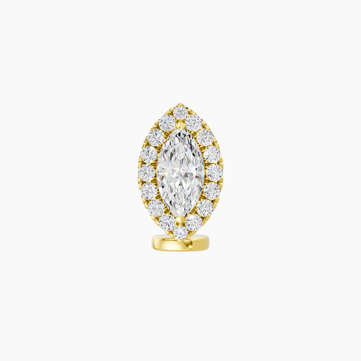 Eirene | 18k Yellow Gold 9.5 mm 6 mm Halo Marquise Diamond Floating Navel Piercing