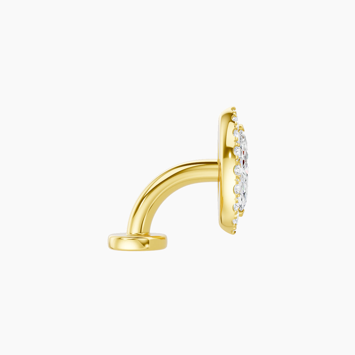 Eirene | 18k Yellow Gold 9.5 mm 6 mm Halo Marquise Diamond Floating Navel Piercing