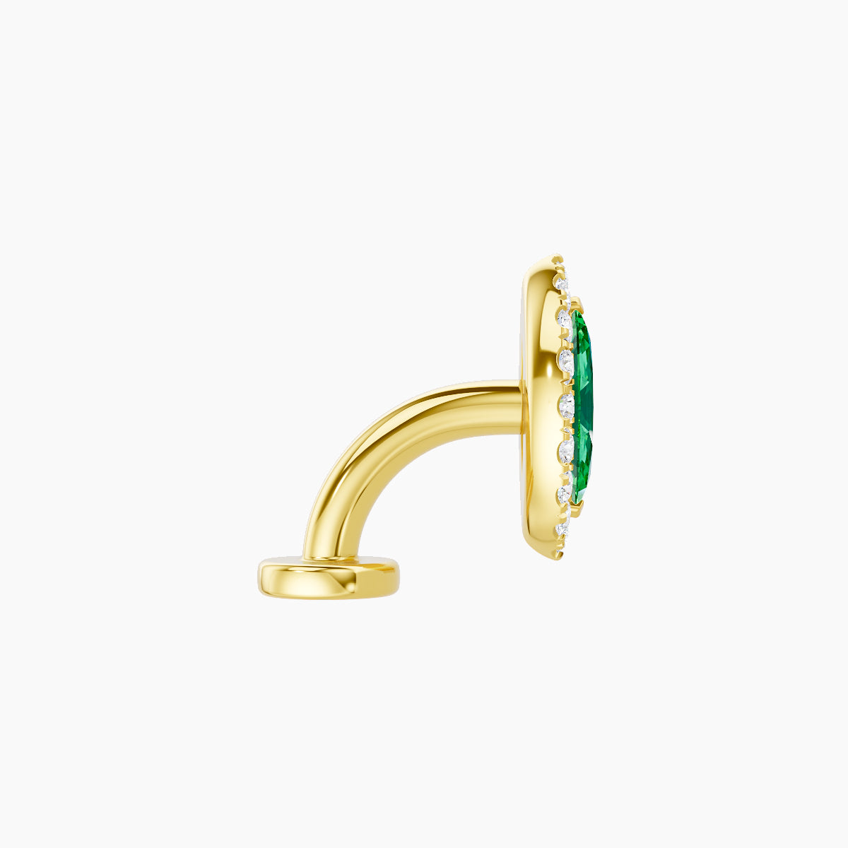 Eirene | 18k Yellow Gold 6 mm 9.5 mm Halo Marquise Emerald & Diamond Floating Navel Piercing