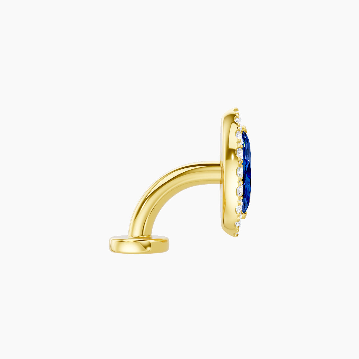 Eirene | 18k Yellow Gold 6 mm 9.5 mm Halo Marquise Sapphire & Diamond Floating Navel Piercing
