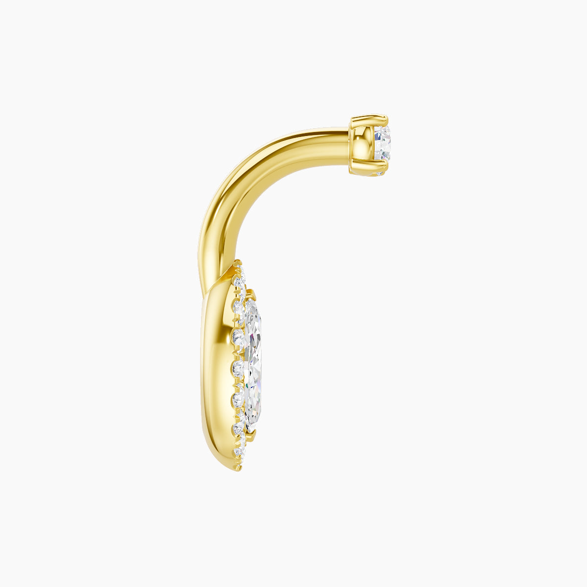 Eirene | 18k Yellow Gold 9.5 mm 6 mm Halo Marquise Diamond Navel Piercing