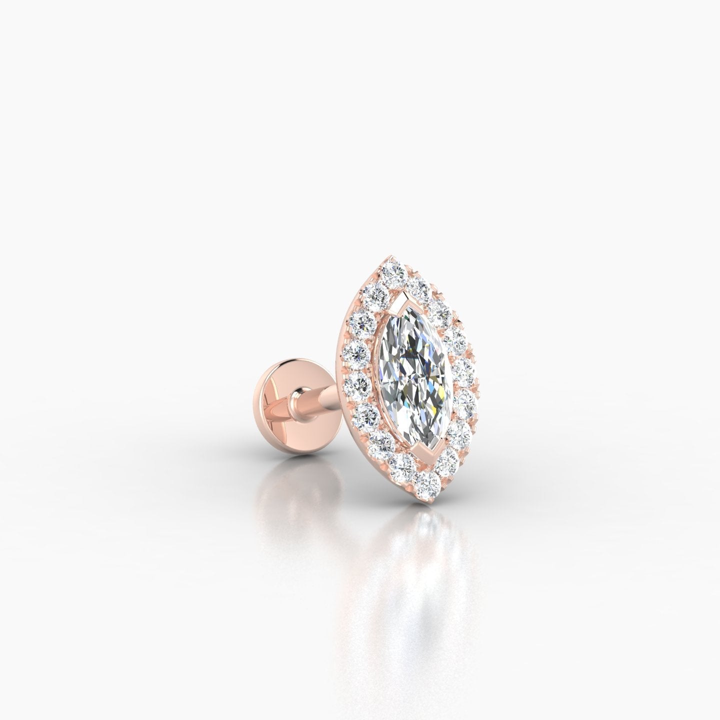 Eirene | 18k Rose Gold 9.5 mm 6.5 mm Halo Marquise Diamond Piercing