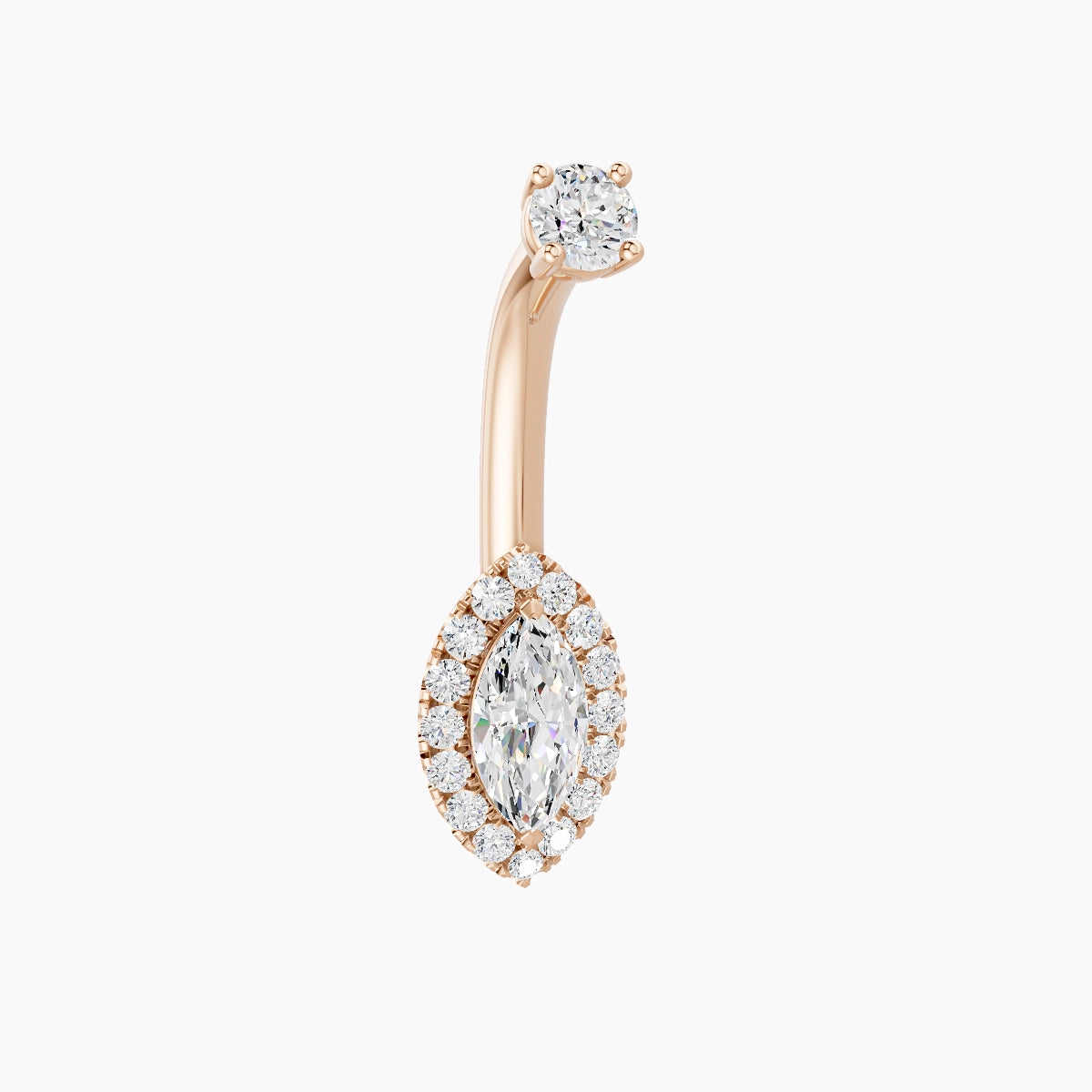 Eirene | 18k Rose Gold 9 mm 8 mm Halo Marquise Diamond Belly Piercing