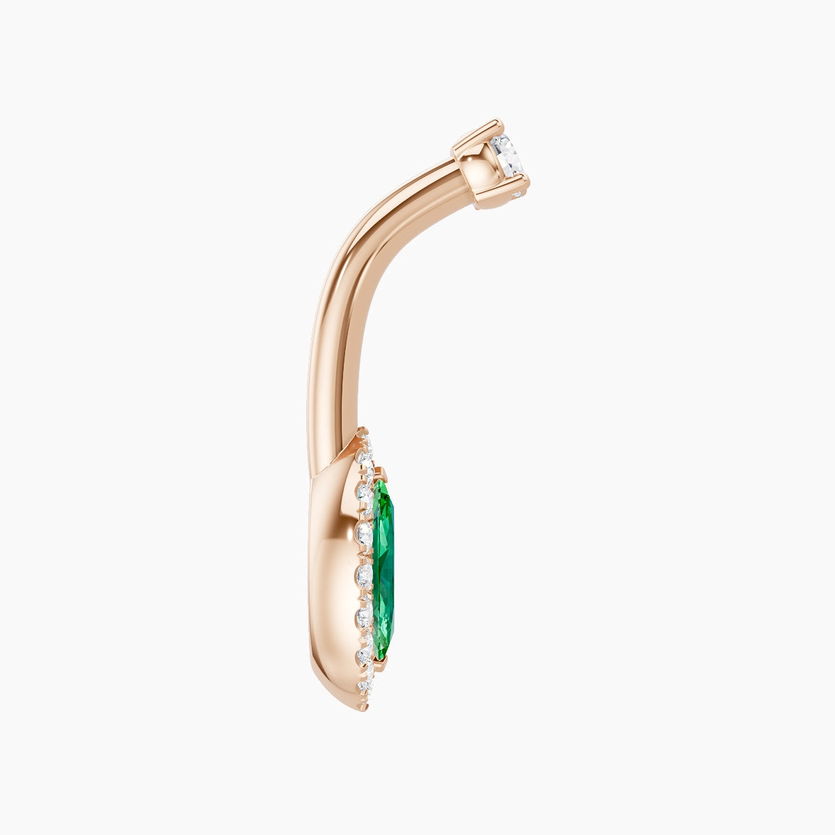 Eirene | 18k Rose Gold 9 mm 8 mm Halo Marquise Emerald & Diamond Belly Piercing