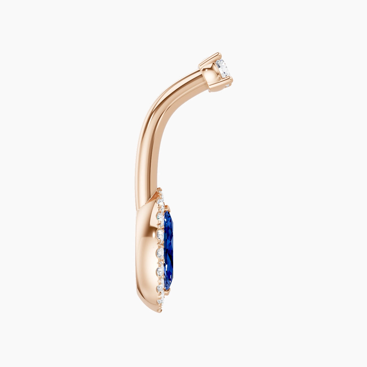 Eirene | 18k Rose Gold 9 mm 8 mm Halo Marquise Sapphire & Diamond Belly Piercing