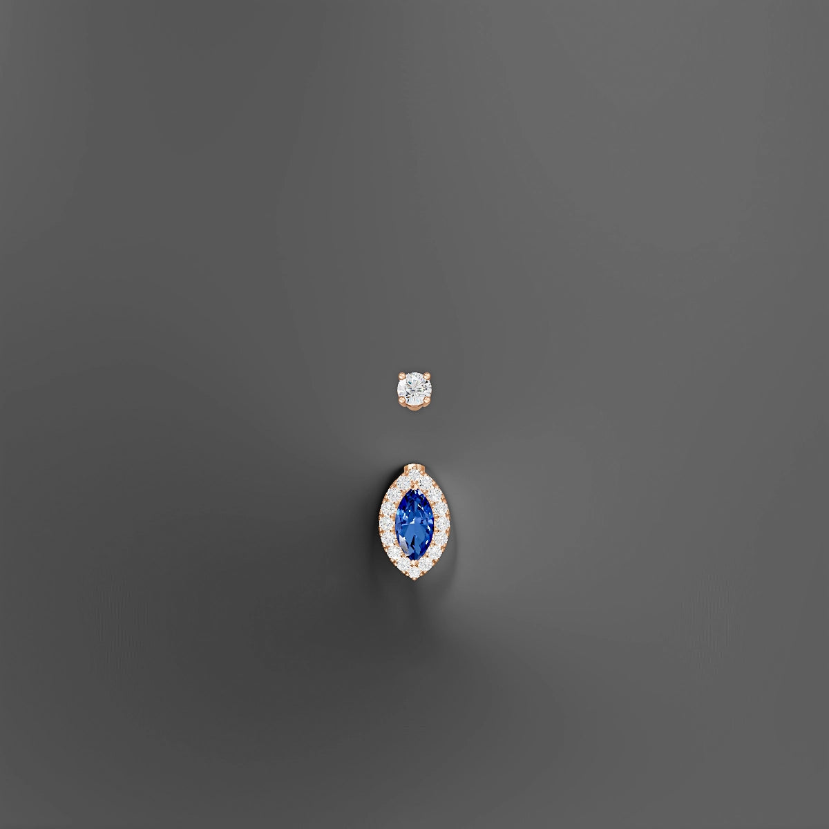 Eirene | 18k Rose Gold 9 mm 8 mm Halo Marquise Sapphire & Diamond Belly Piercing