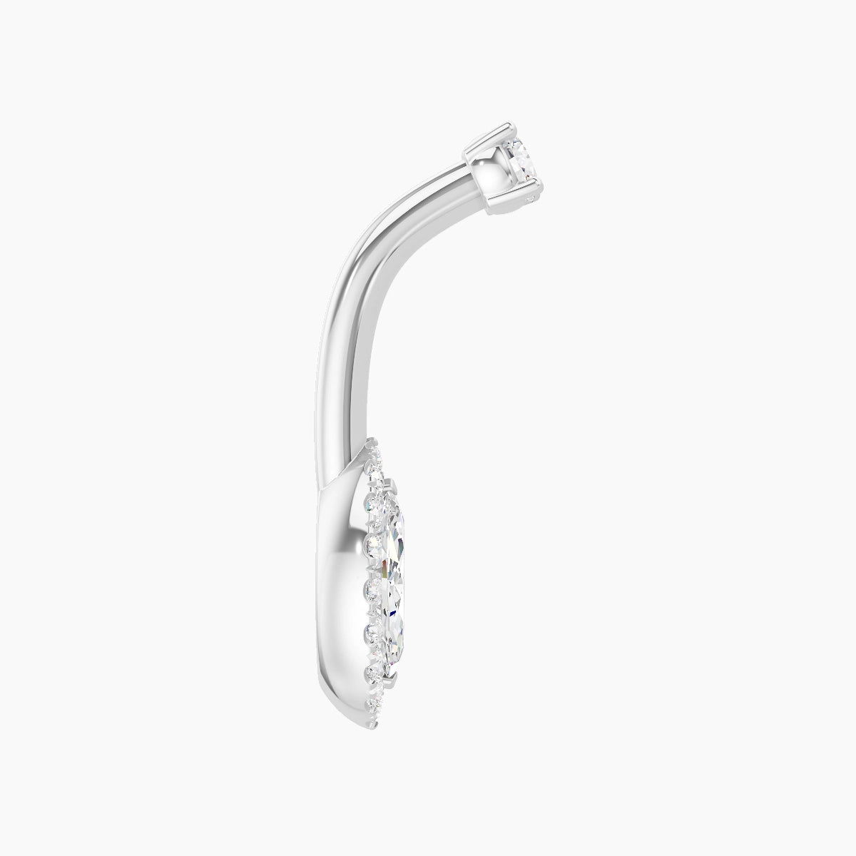 Eirene | 18k White Gold 9 mm 8 mm Halo Marquise Diamond Belly Piercing