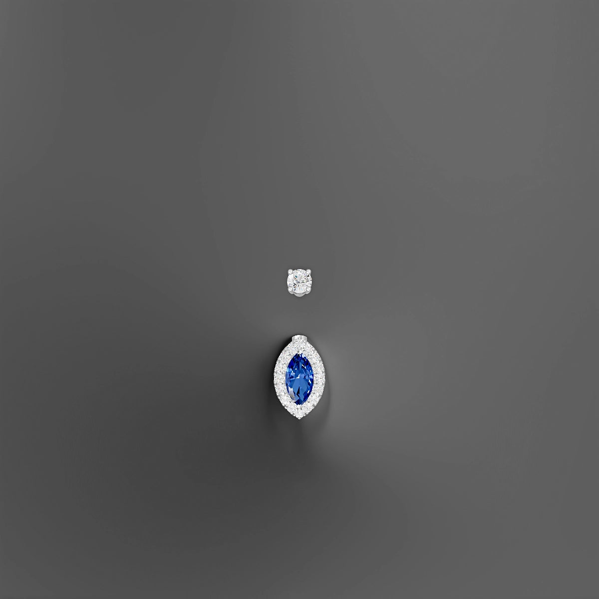 Eirene | 18k White Gold 9 mm 8 mm Halo Marquise Sapphire & Diamond Belly Piercing