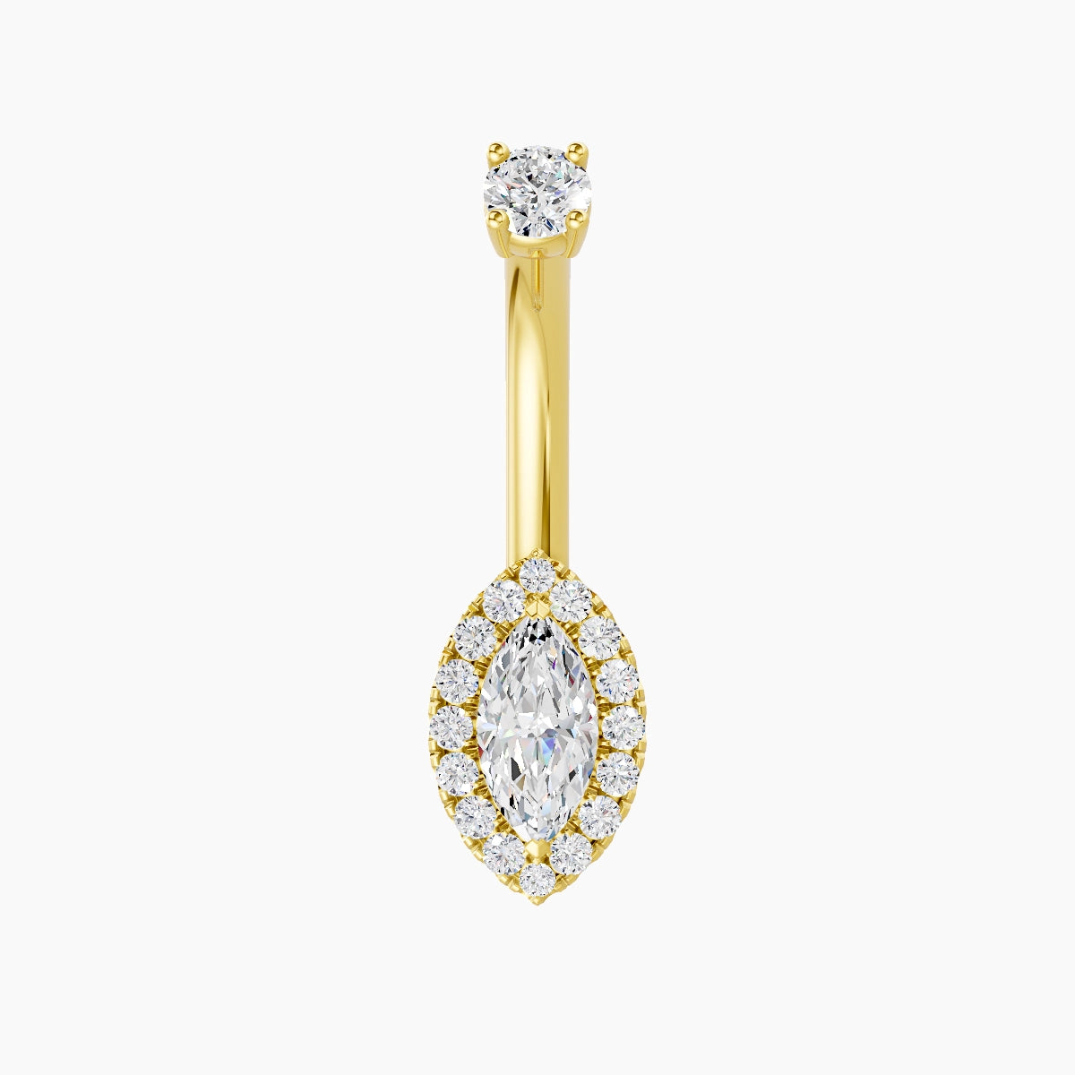 Eirene | 18k Yellow Gold 9 mm 8 mm Halo Marquise Diamond Belly Piercing