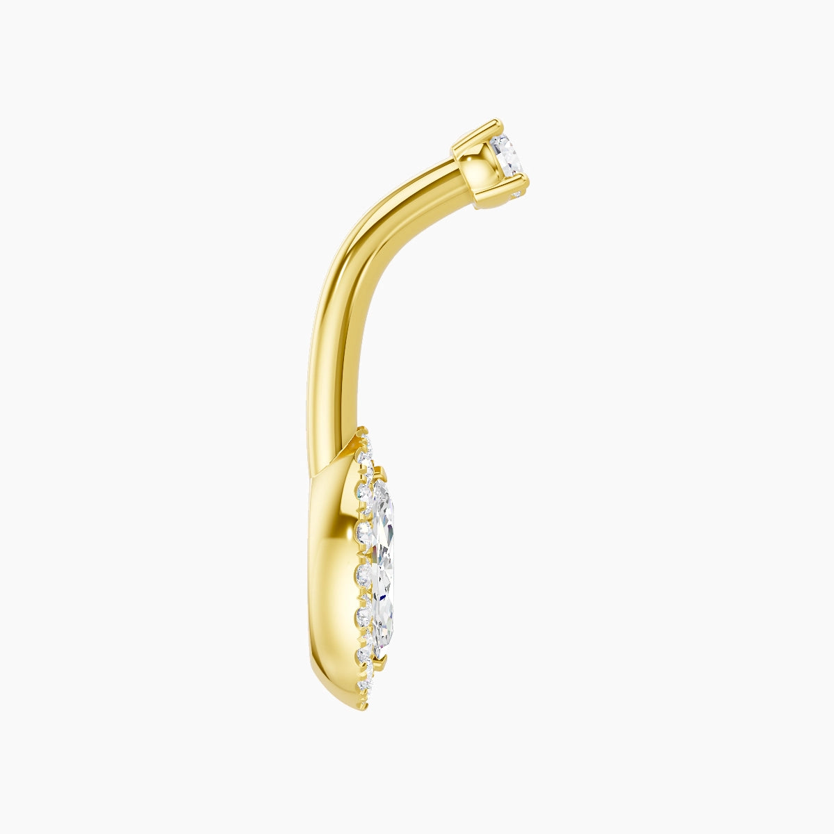 Eirene | 18k Yellow Gold 9 mm 8 mm Halo Marquise Diamond Belly Piercing