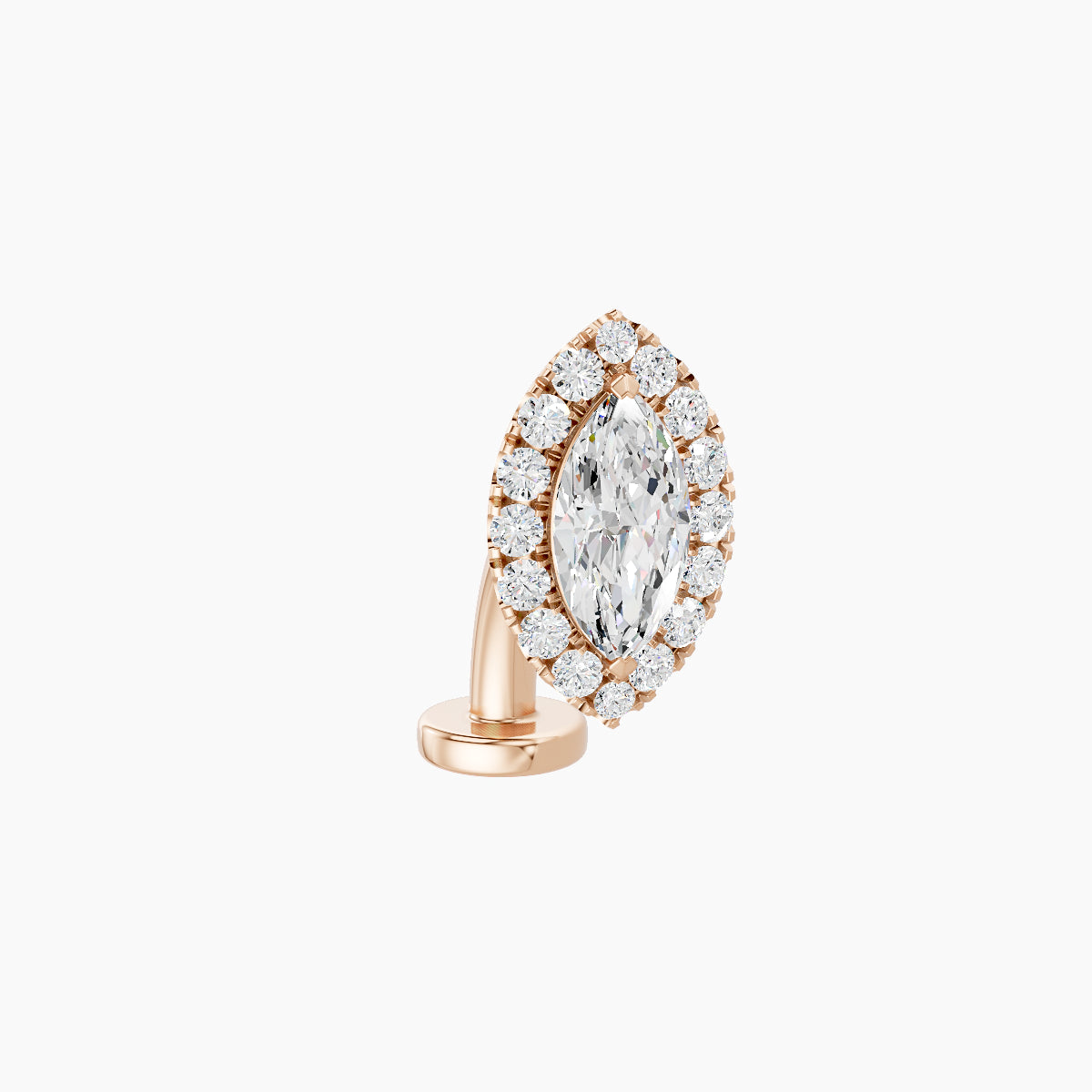 Eirene | 18k Rose Gold 9.5 mm 8 mm Halo Marquise Diamond Floating Navel Piercing