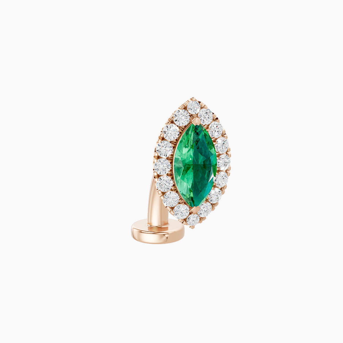 Eirene | 18k Rose Gold 8 mm 9.5 mm Halo Marquise Emerald & Diamond Floating Navel Piercing