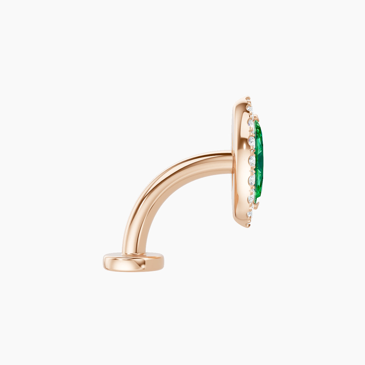 Eirene | 18k Rose Gold 8 mm 9.5 mm Halo Marquise Emerald & Diamond Floating Navel Piercing