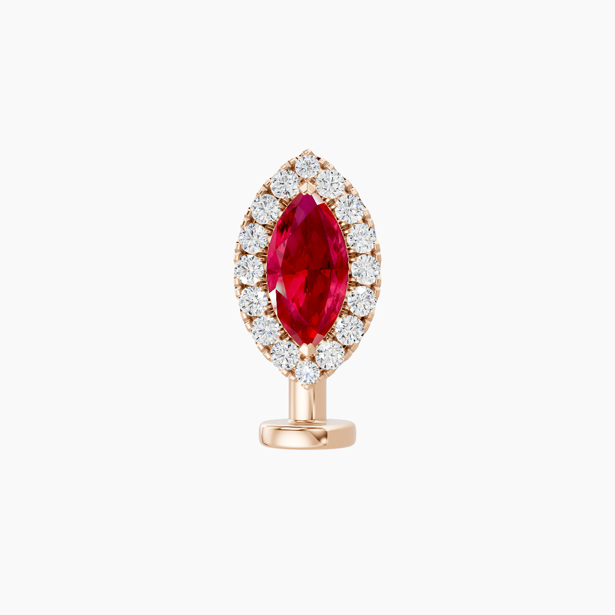 Eirene | 18k Rose Gold 8 mm 9.5 mm Halo Marquise Ruby & Diamond Floating Navel Piercing
