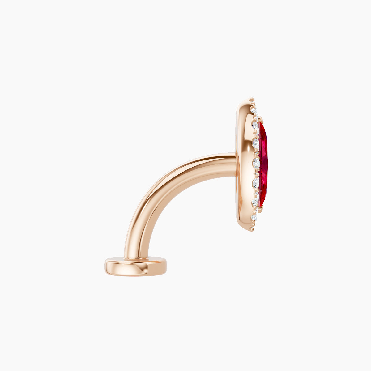 Eirene | 18k Rose Gold 8 mm 9.5 mm Halo Marquise Ruby & Diamond Floating Navel Piercing