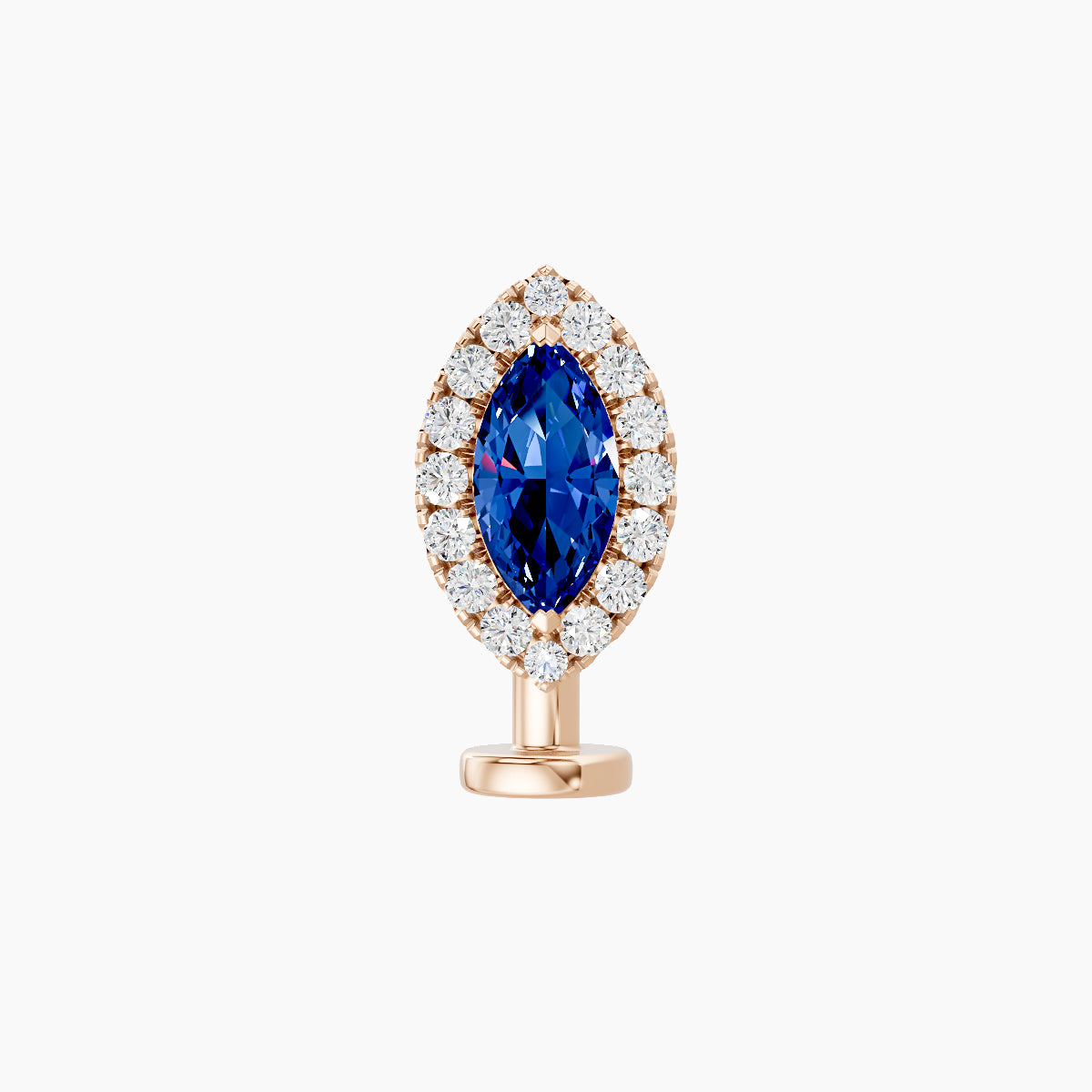 Eirene | 18k Rose Gold 8 mm 9.5 mm Halo Marquise Sapphire & Diamond Floating Navel Piercing