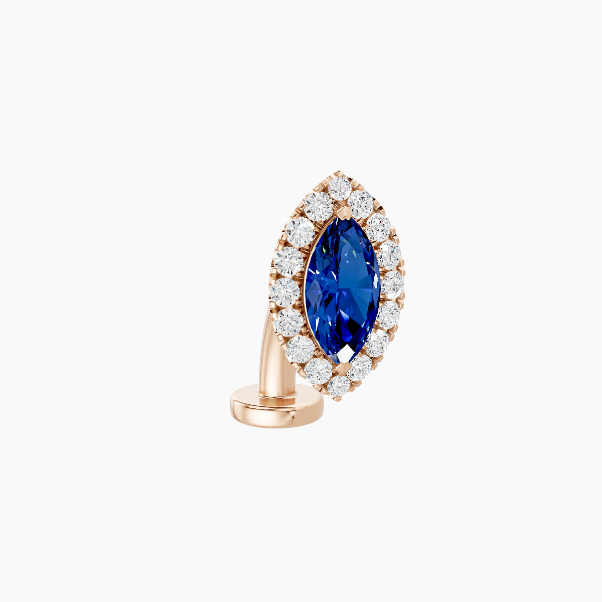 Eirene | 18k Rose Gold 8 mm 9.5 mm Halo Marquise Sapphire & Diamond Floating Navel Piercing