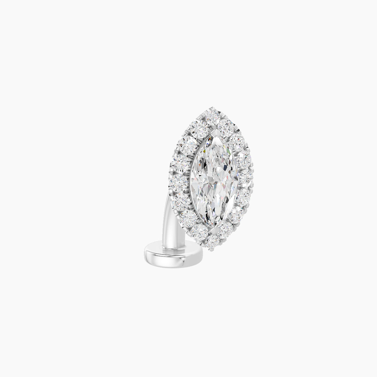 Eirene | 18k White Gold 9.5 mm 8 mm Halo Marquise Diamond Floating Navel Piercing