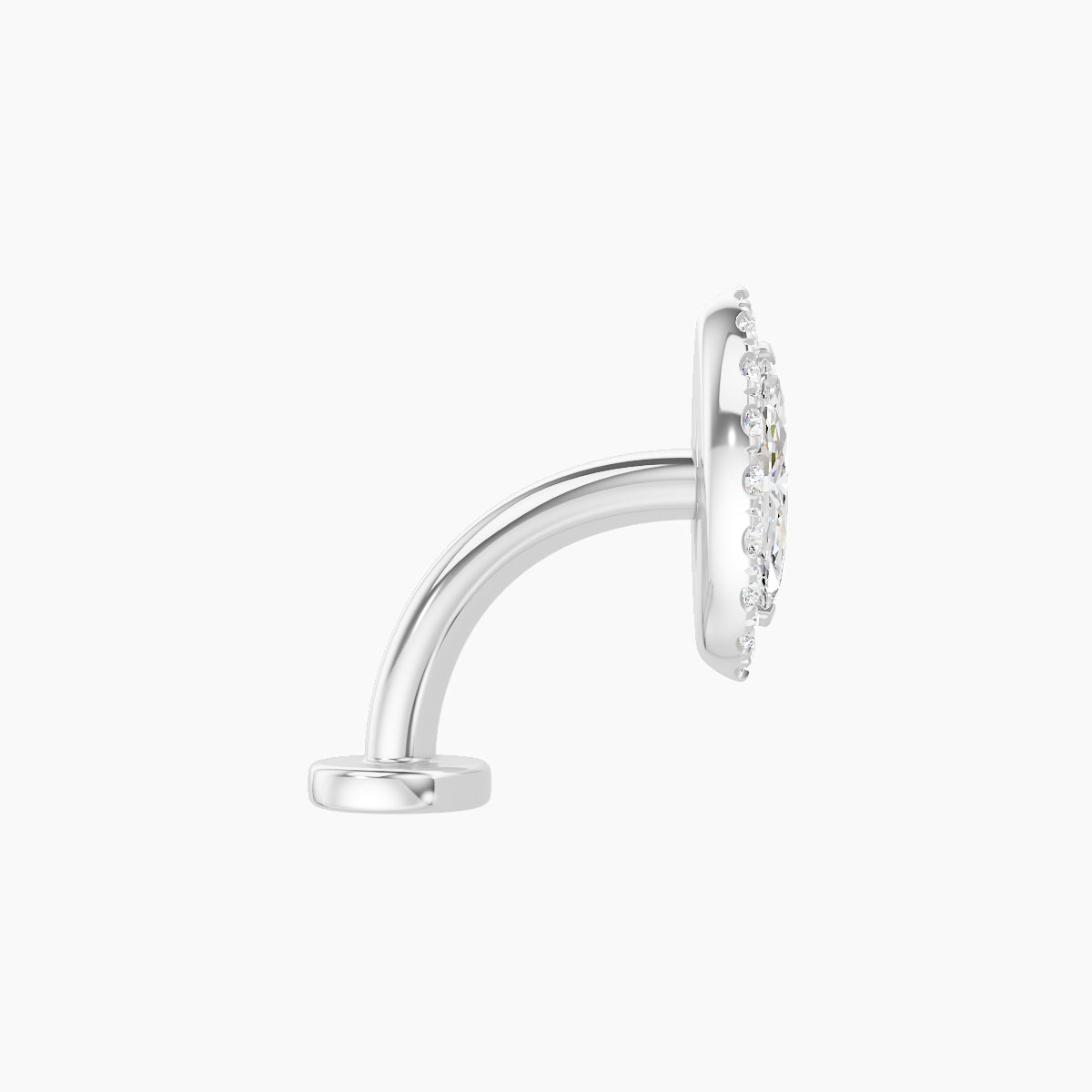 Eirene | 18k White Gold 9.5 mm 8 mm Halo Marquise Diamond Floating Navel Piercing