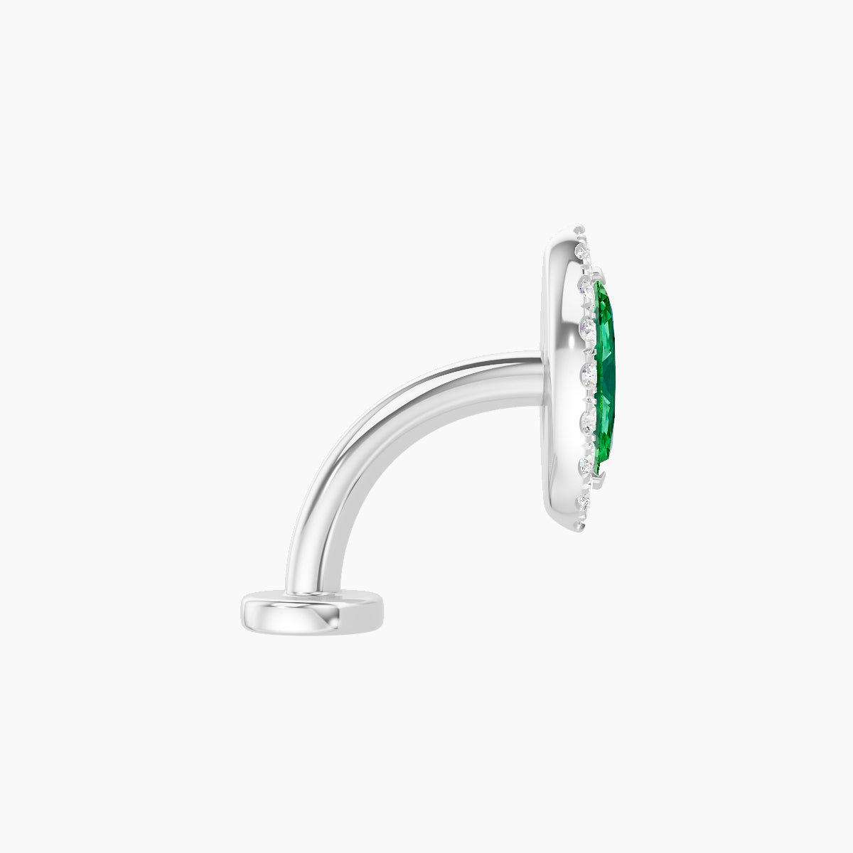 Eirene | 18k White Gold 8 mm 9.5 mm Halo Marquise Emerald & Diamond Floating Navel Piercing