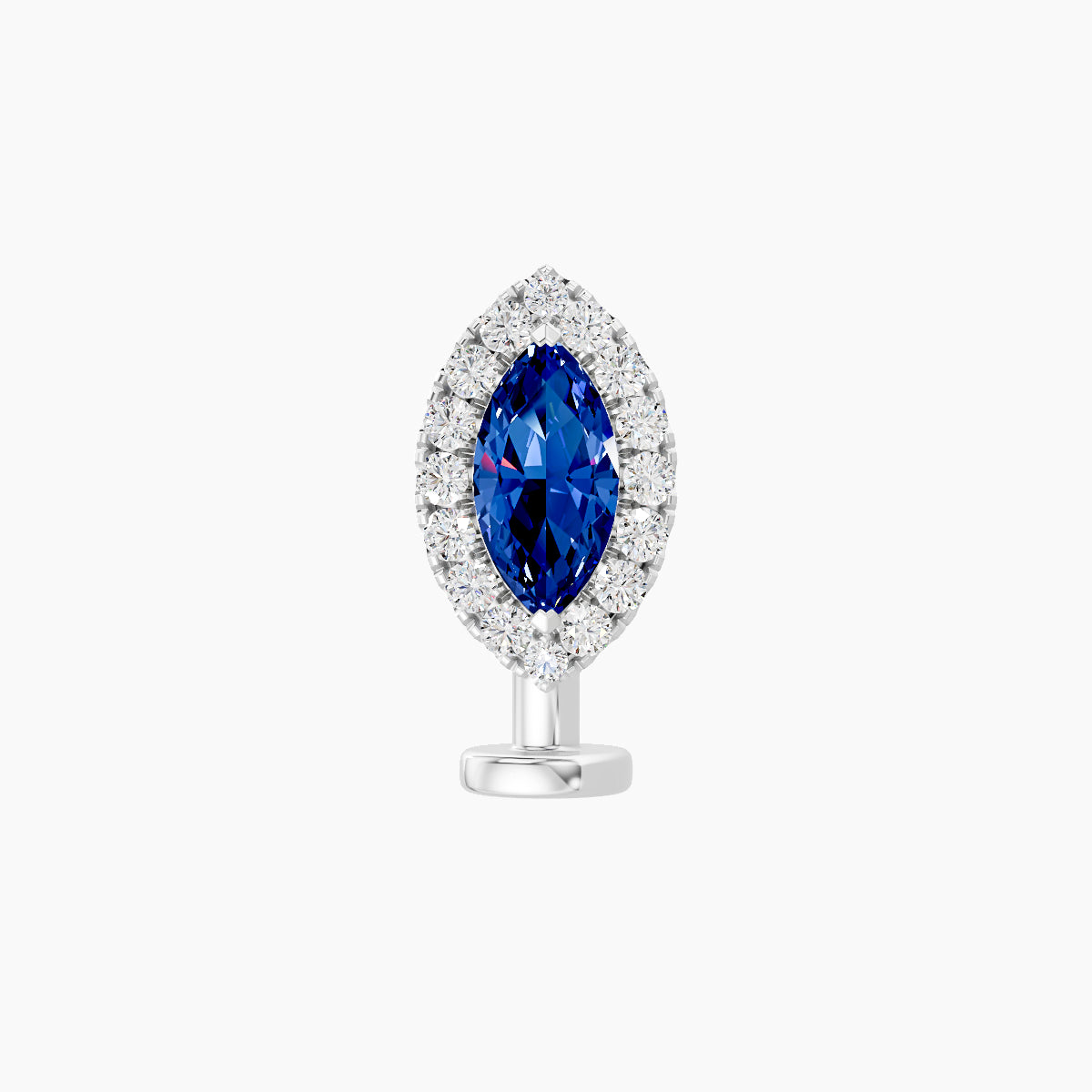Eirene | 18k White Gold 8 mm 9.5 mm Halo Marquise Sapphire & Diamond Floating Navel Piercing