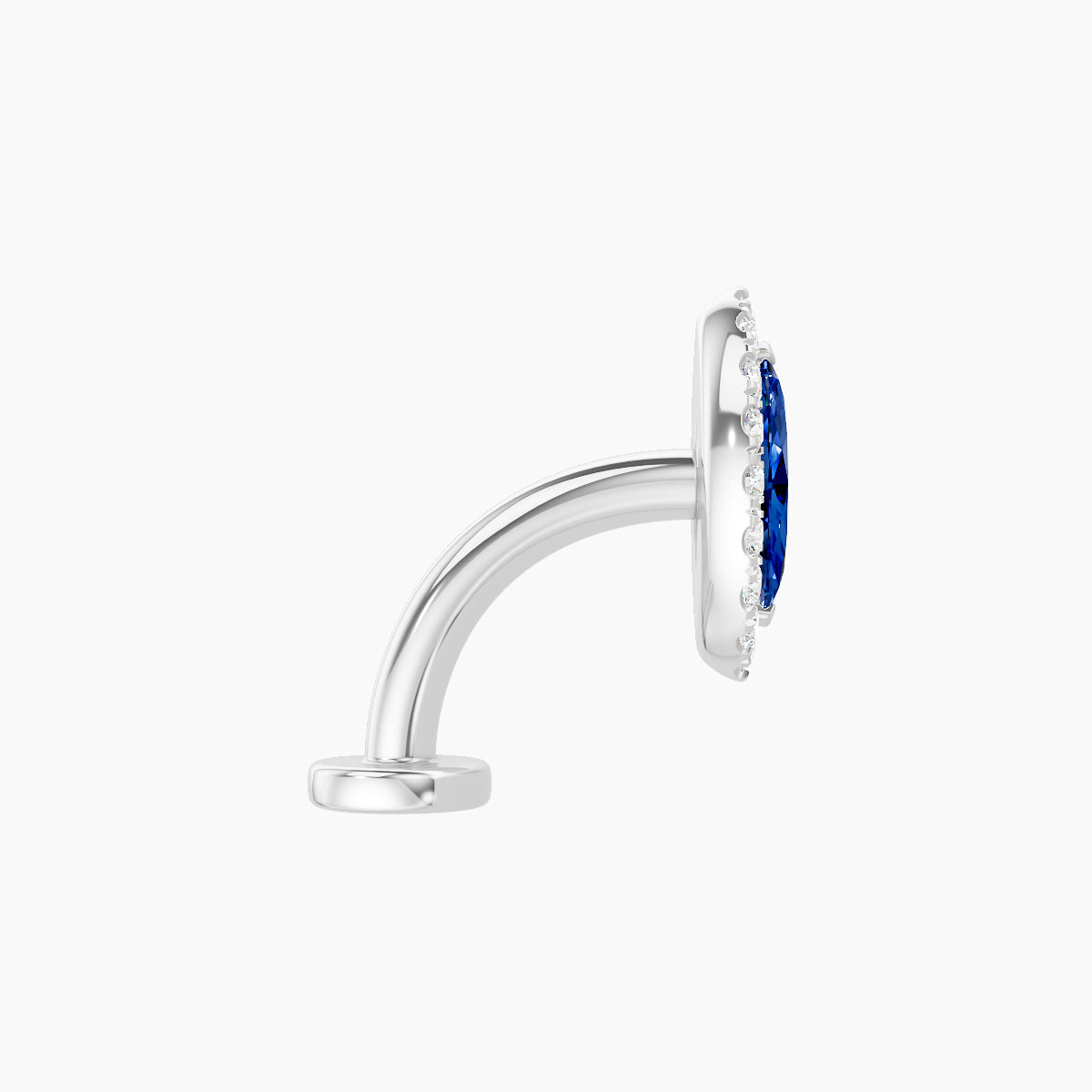 Eirene | 18k White Gold 8 mm 9.5 mm Halo Marquise Sapphire & Diamond Floating Navel Piercing