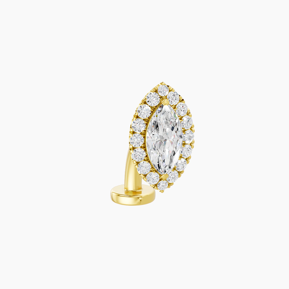 Eirene | 18k Yellow Gold 9.5 mm 8 mm Halo Marquise Diamond Floating Navel Piercing