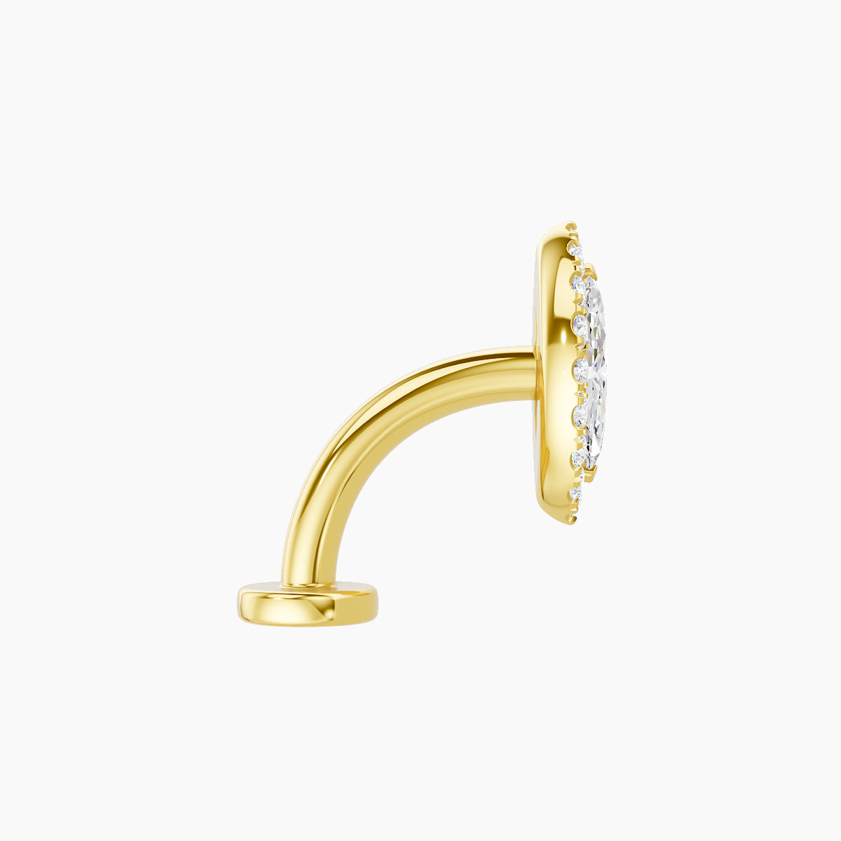 Eirene | 18k Yellow Gold 9.5 mm 8 mm Halo Marquise Diamond Floating Navel Piercing