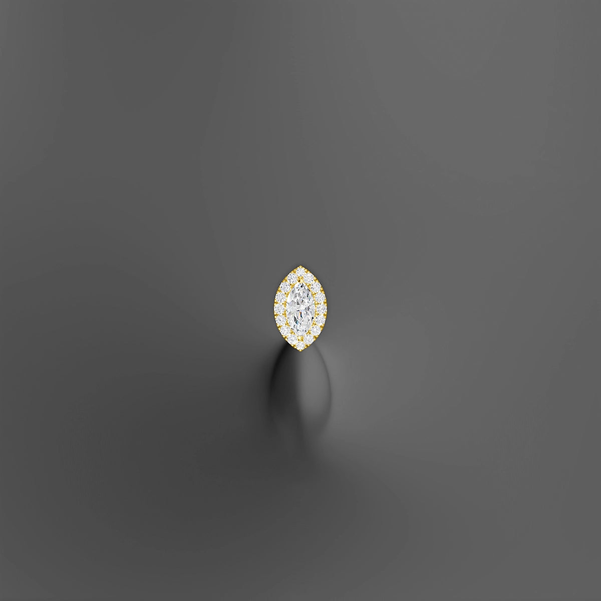 Eirene | 18k Yellow Gold 9.5 mm 8 mm Halo Marquise Diamond Floating Navel Piercing