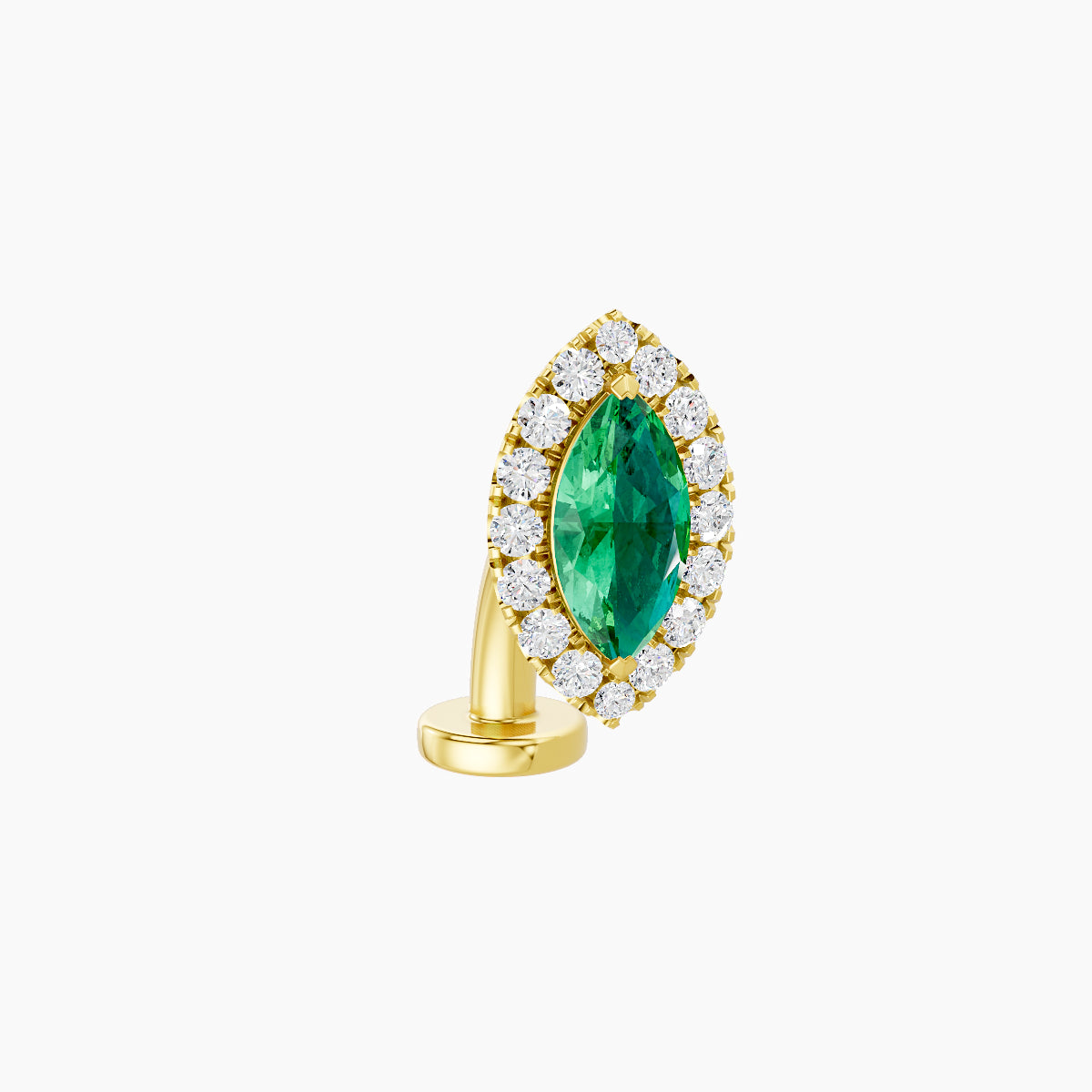 Eirene | 18k Yellow Gold 8 mm 9.5 mm Halo Marquise Emerald & Diamond Floating Navel Piercing
