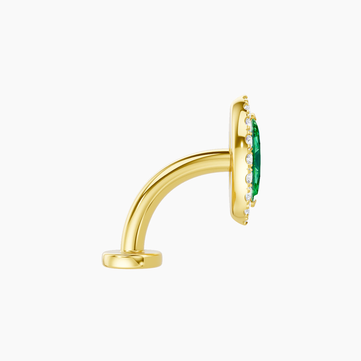 Eirene | 18k Yellow Gold 8 mm 9.5 mm Halo Marquise Emerald & Diamond Floating Navel Piercing