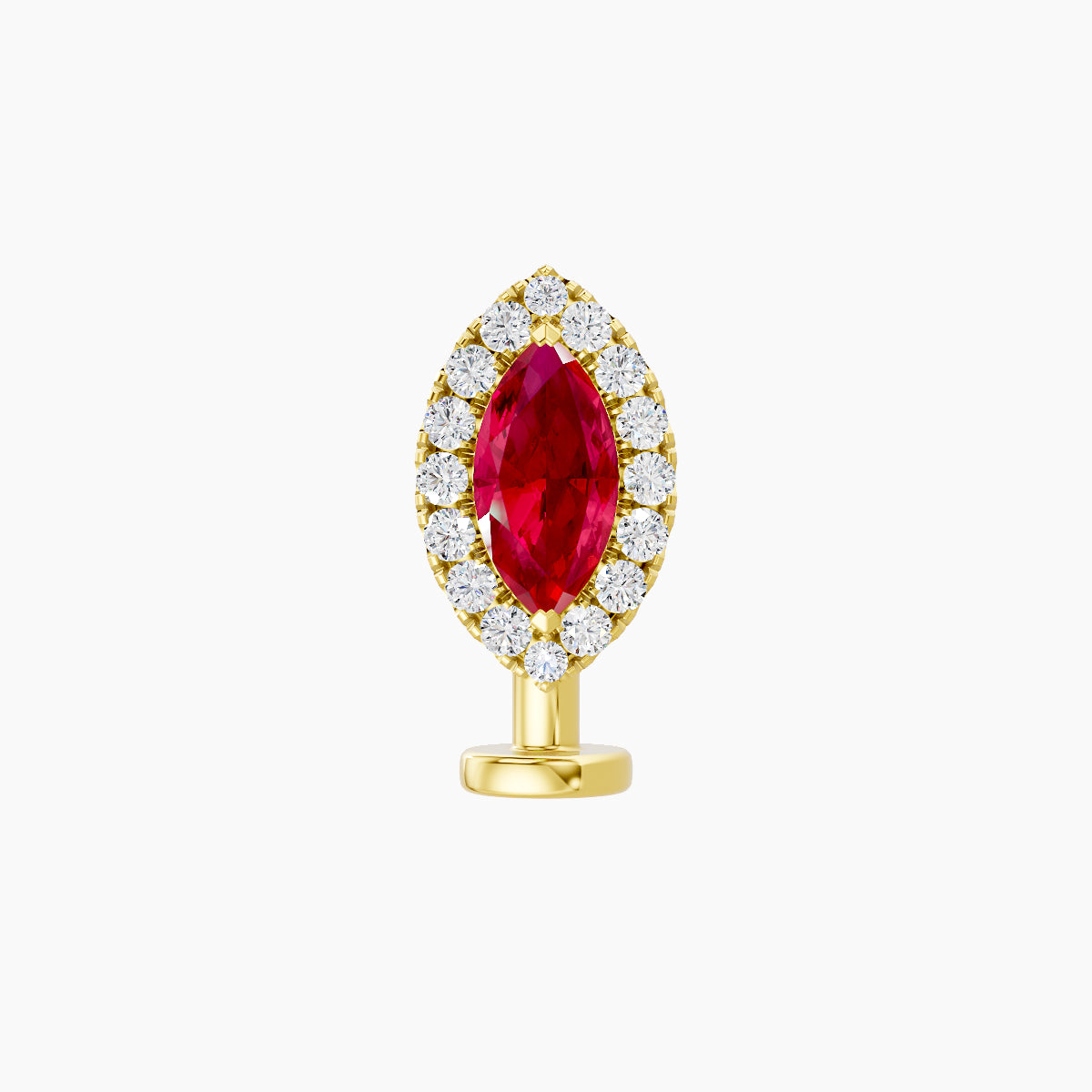 Eirene | 18k Yellow Gold 8 mm 9.5 mm Halo Marquise Ruby & Diamond Floating Navel Piercing