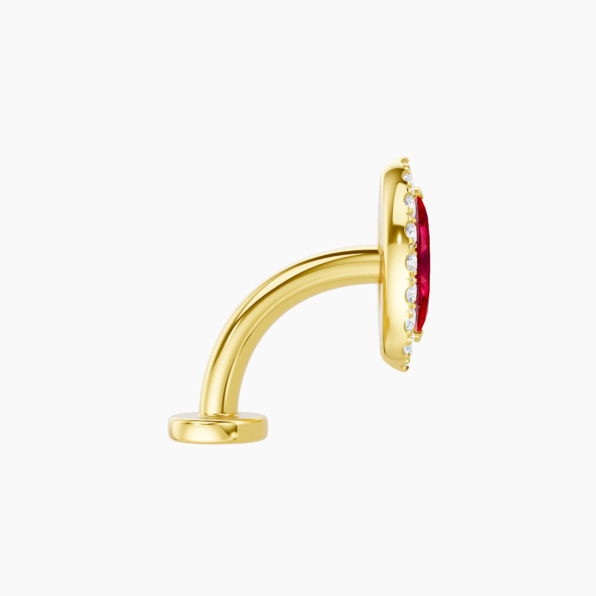 Eirene | 18k Yellow Gold 8 mm 9.5 mm Halo Marquise Ruby & Diamond Floating Navel Piercing