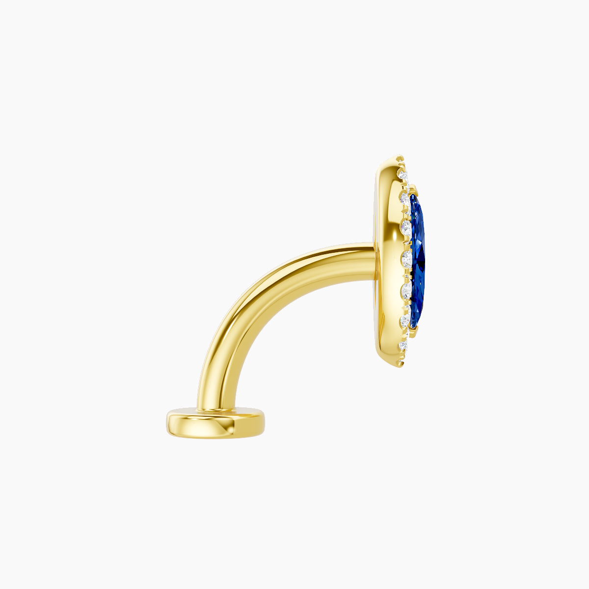 Eirene | 18k Yellow Gold 8 mm 9.5 mm Halo Marquise Sapphire & Diamond Floating Navel Piercing
