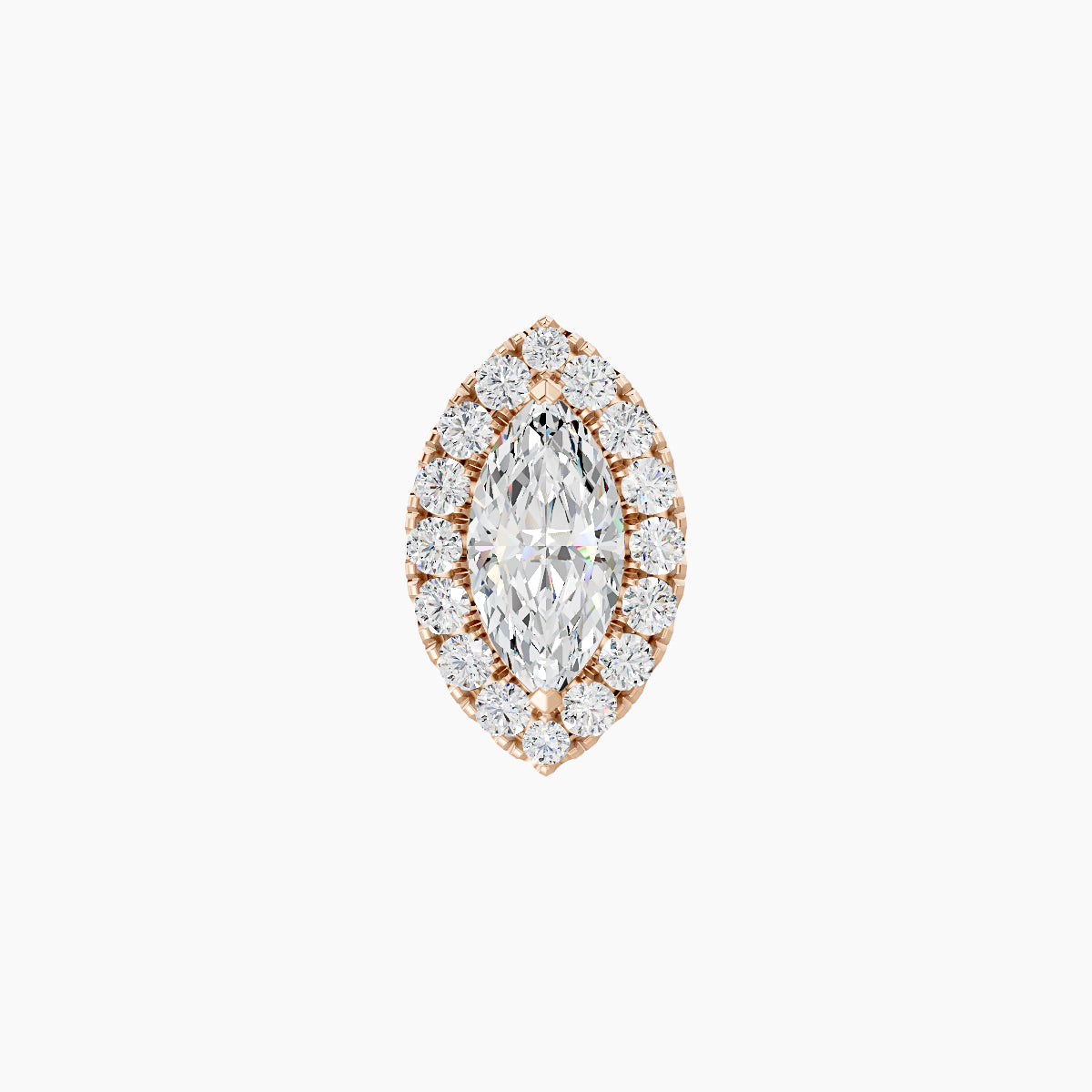 Eirene | 18k Rose Gold 9.5 mm 8 mm Halo Marquise Diamond Piercing