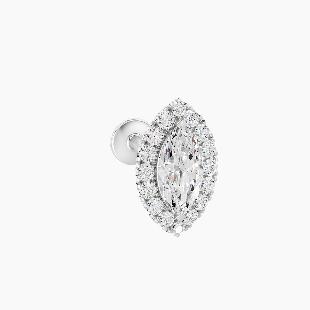 Eirene | 18k White Gold 9.5 mm 8 mm Halo Marquise Diamond Piercing