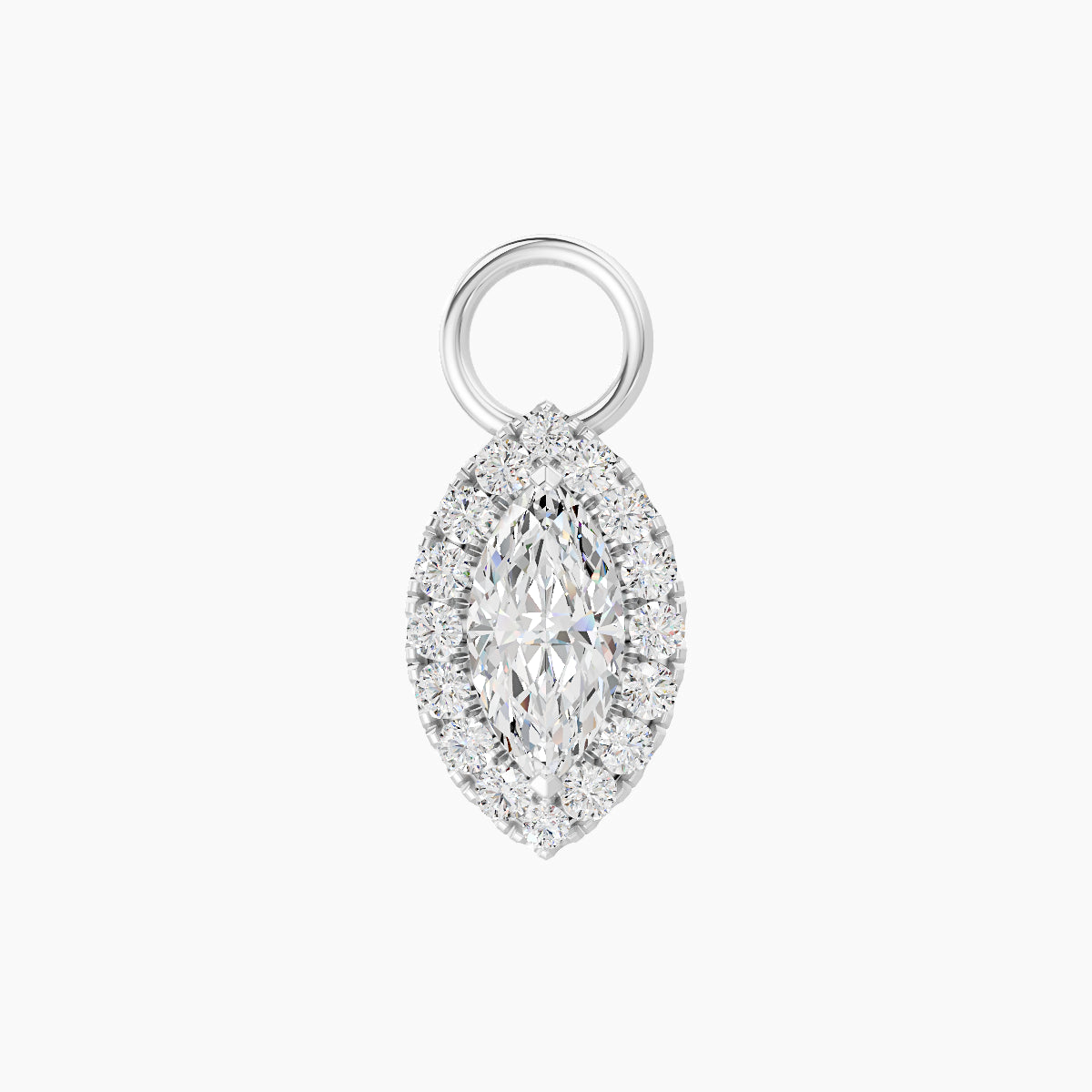 Eirene | 18k White Gold 9.5 mm Halo Marquise Diamond Charm
