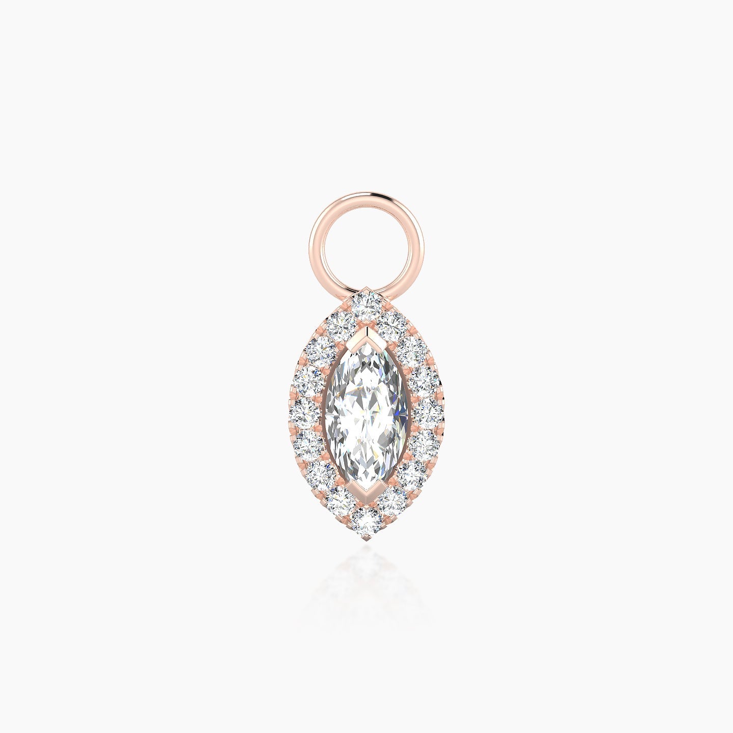 Eirene | 18k Rose Gold 9.5 mm Halo Marquise Diamond Charm