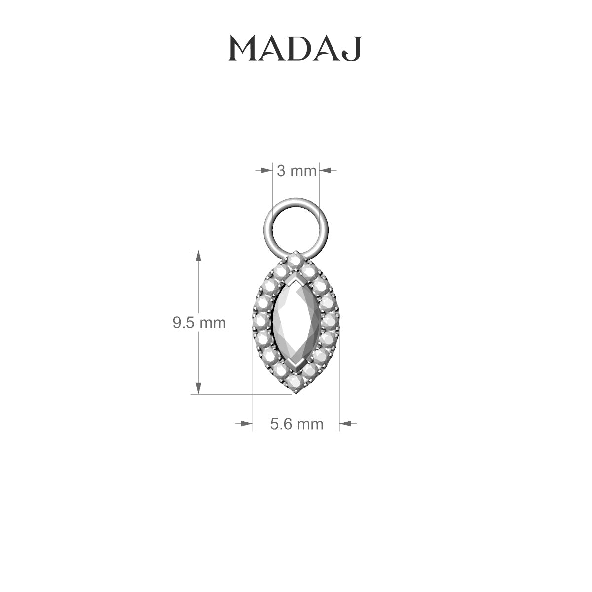 Eirene | 18k Rose Gold 9.5 mm Halo Marquise Diamond Charm