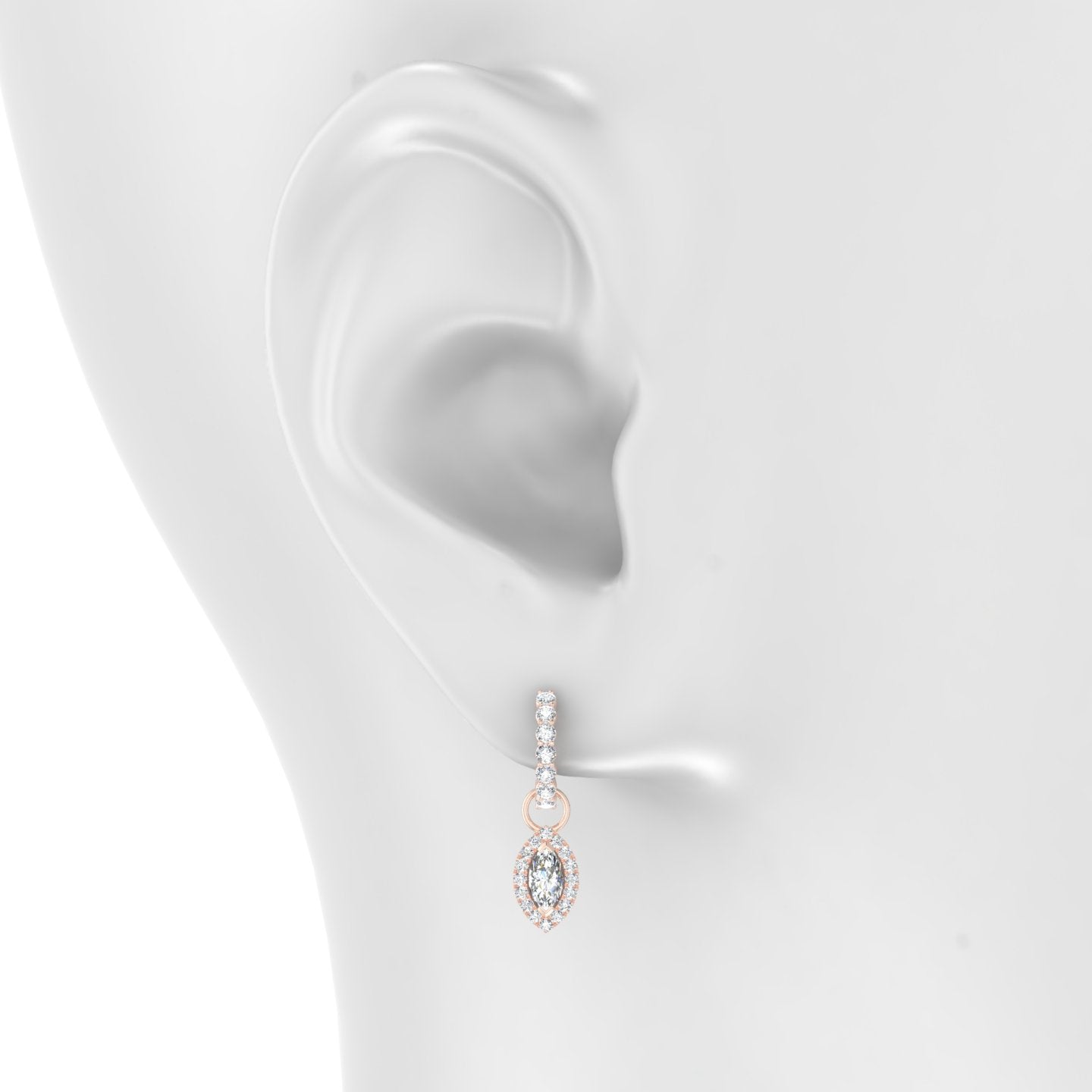 Eirene | 18k Rose Gold 9.5 mm Halo Marquise Diamond Charm