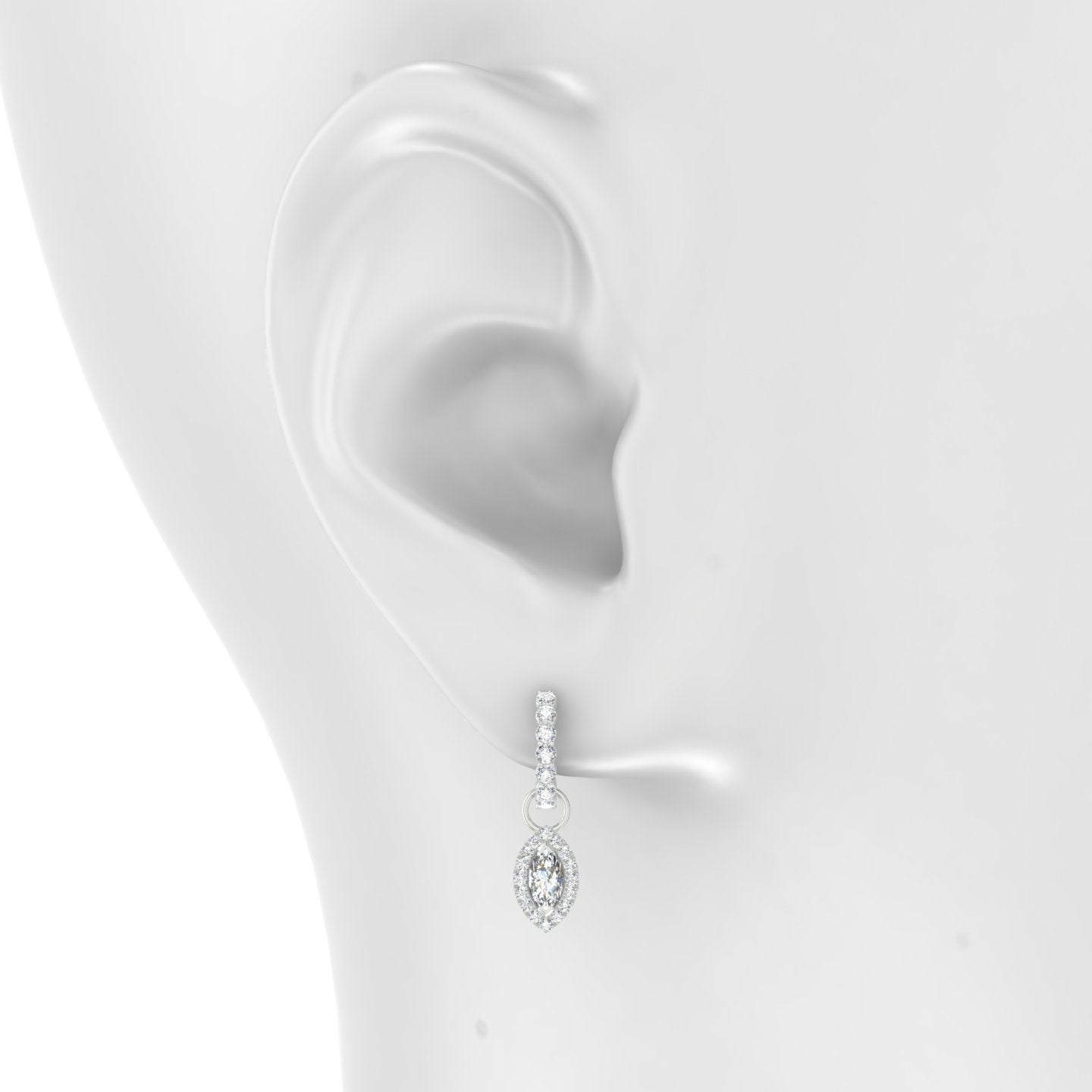 Eirene | 18k White Gold 9.5 mm Halo Marquise Diamond Charm