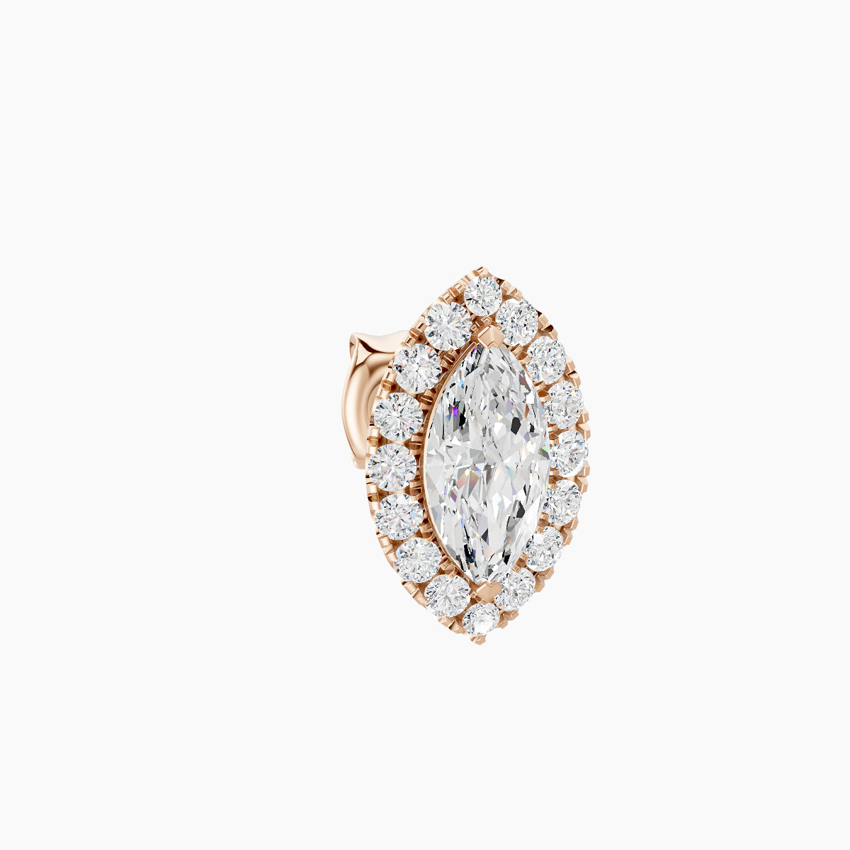 Eirene | 18k Rose Gold 9.5 mm Halo Marquise Diamond Earring