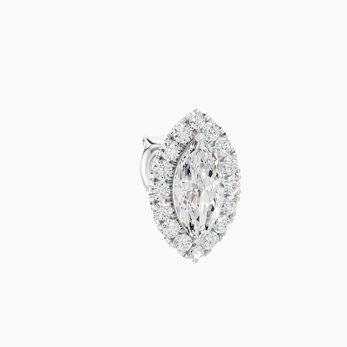 Eirene | 18k White Gold 9.5 mm Halo Marquise Diamond Earring