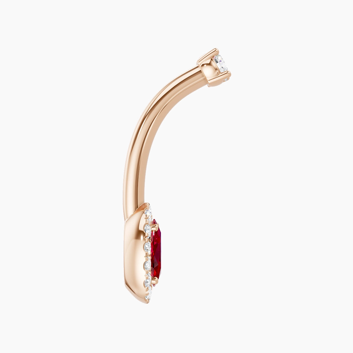Eirene | 18k Rose Gold 7.5 mm 10 mm Halo Oval Ruby & Diamond Belly Piercing