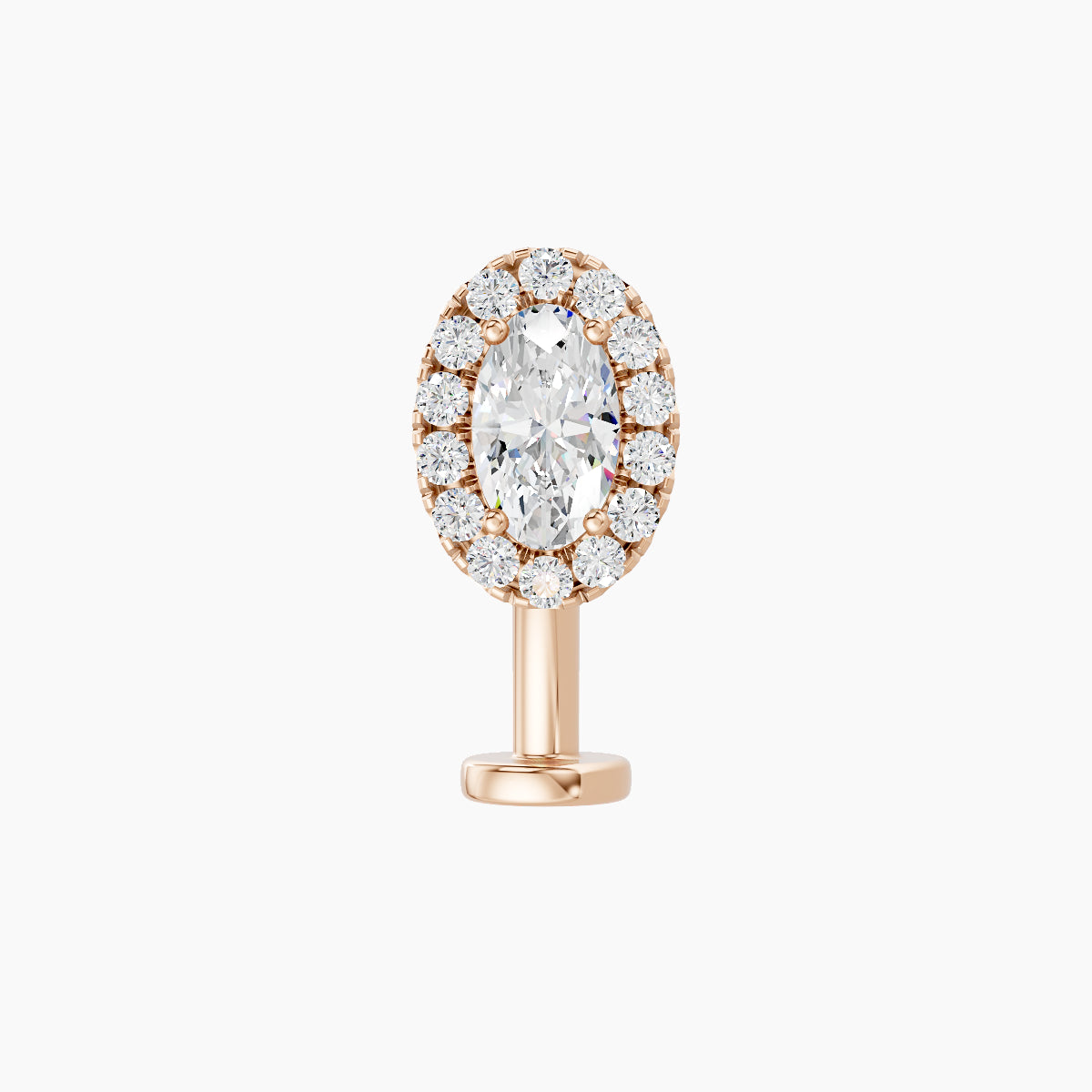 Eirene | 18k Rose Gold 7.5 mm 10 mm Halo Oval Diamond Floating Navel Piercing