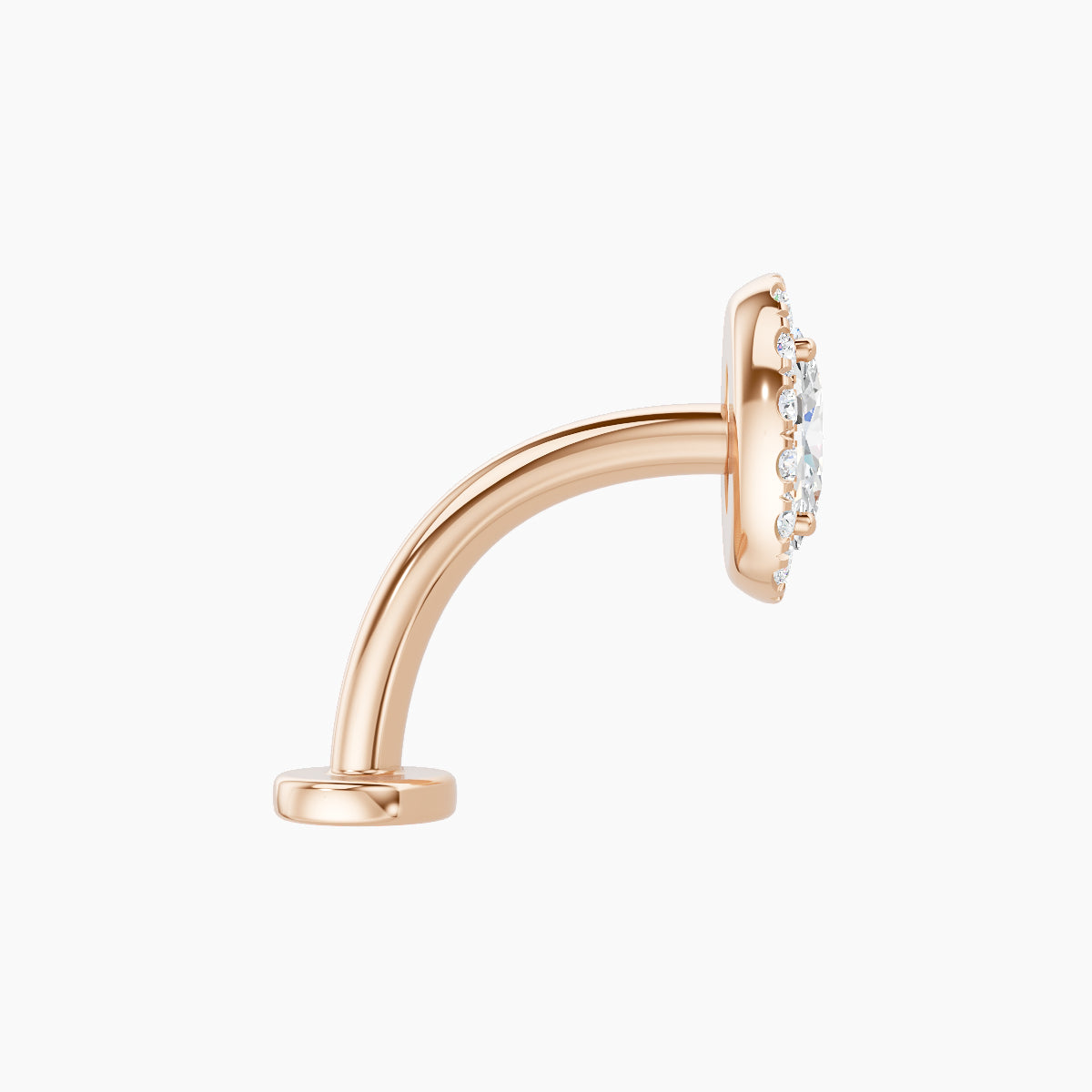 Eirene | 18k Rose Gold 7.5 mm 10 mm Halo Oval Diamond Floating Navel Piercing
