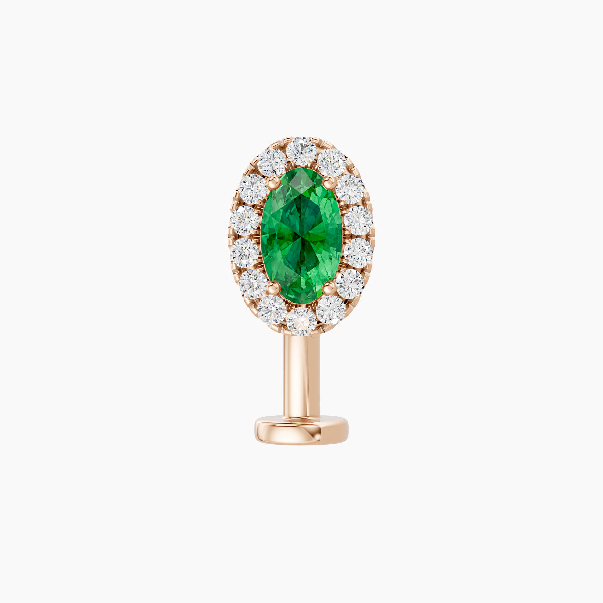 Eirene | 18k Rose Gold 10 mm 7.5 mm Halo Oval Emerald & Diamond Floating Navel Piercing