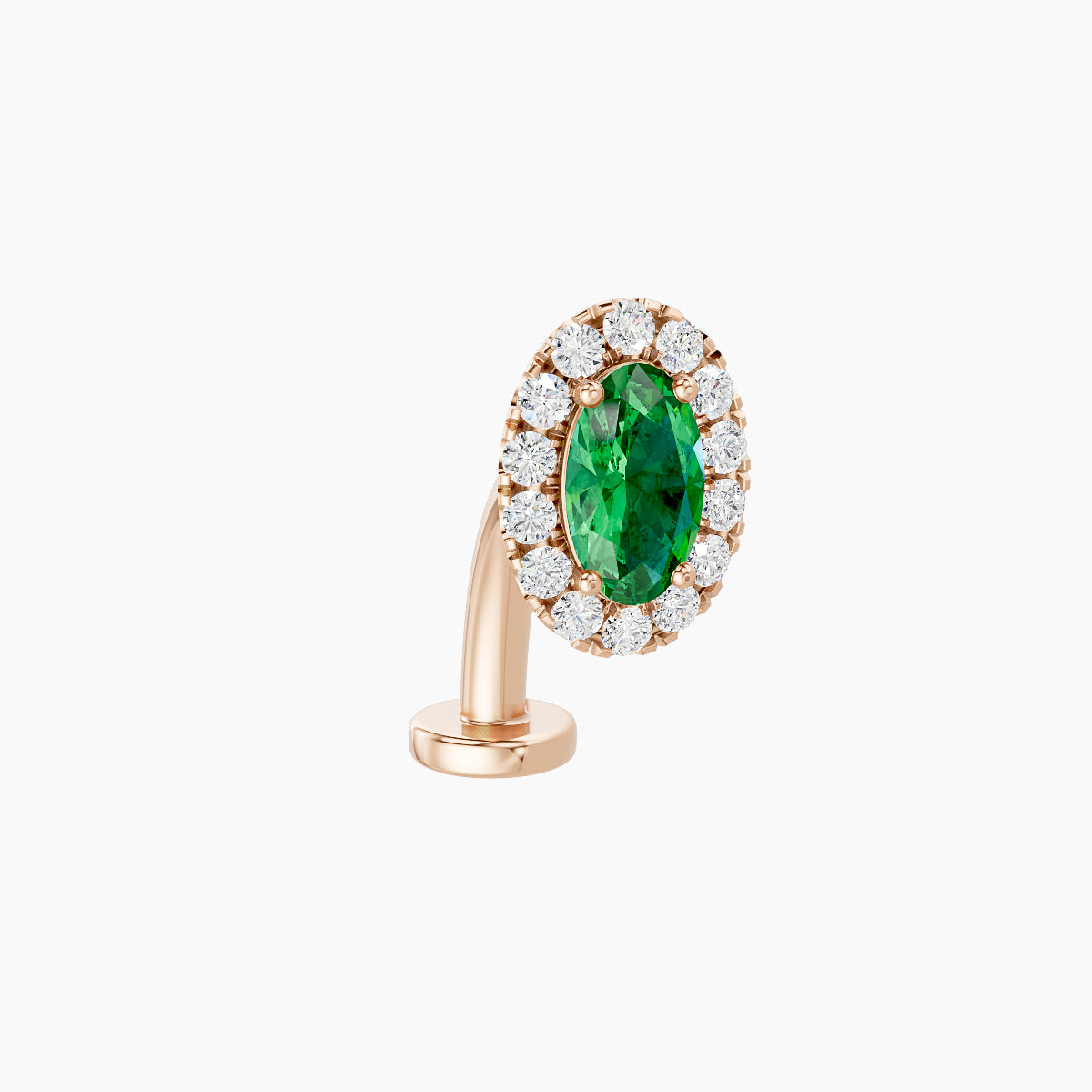 Eirene | 18k Rose Gold 10 mm 7.5 mm Halo Oval Emerald & Diamond Floating Navel Piercing