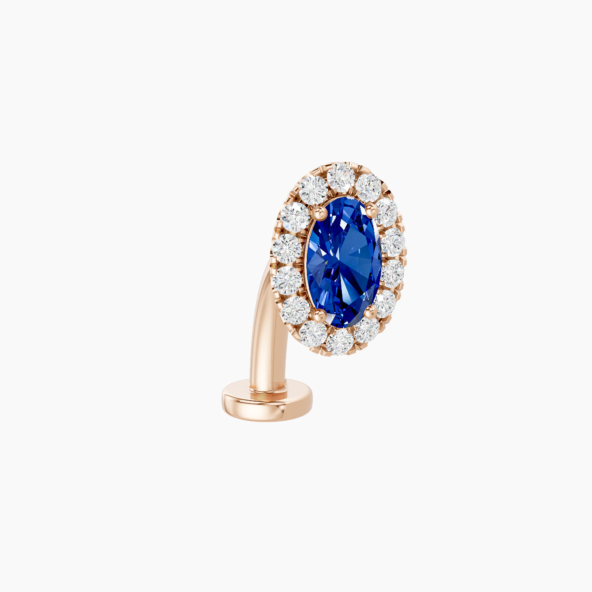 Eirene | 18k Rose Gold 10 mm 7.5 mm Halo Oval Sapphire & Diamond Floating Navel Piercing